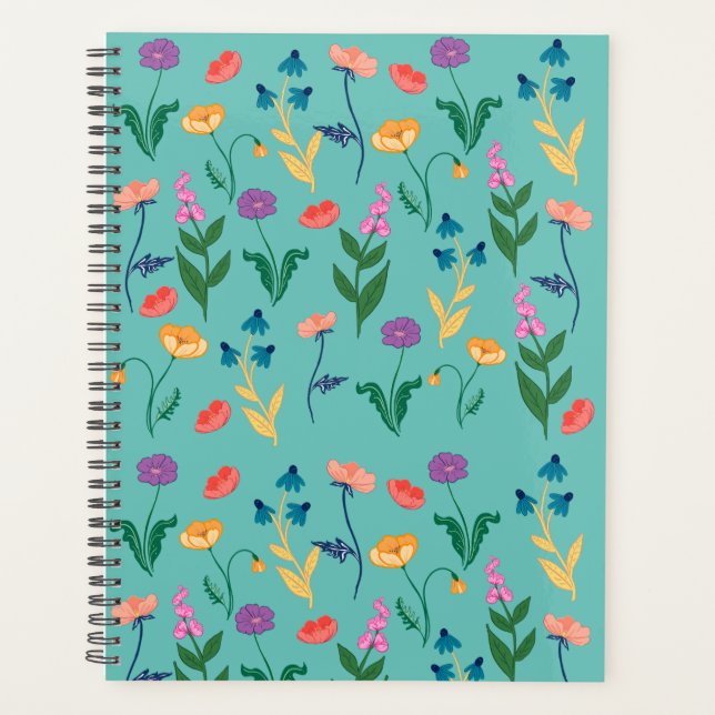Wildflower Monthly Planner in Turquoise (Front)