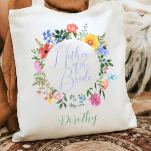 Wildflower Mother of the Bride Script Wedding Tote Bag