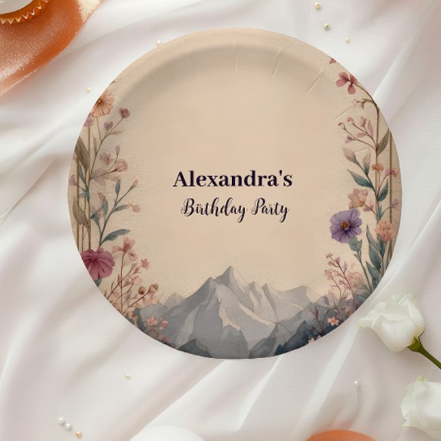 Wildflower Mountain Birthday Paper Plate (Creator Uploaded)