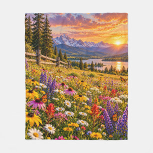 Wildflower Mountain Meadow Fleece Blanket