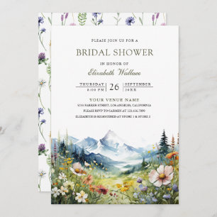 Wildflower Mountain Meadow QR Code Bridal Shower Invitation