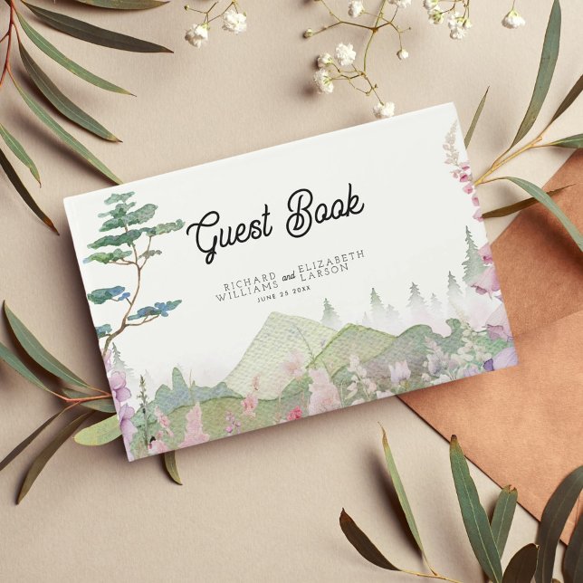 Wildflower Mountain Watercolor Wedding Guest Book (Creator Uploaded)