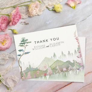 Wildflower Mountain Watercolor Wedding Thank You Card