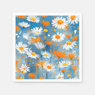 Wildflower Movement in Soft Blue Wash Napkin