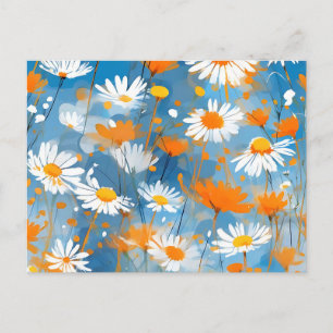 Wildflower Movement in Soft Blue Wash Postcard