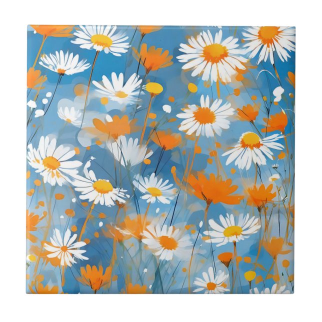 Wildflower Movement in Soft Blue Wash Tile (Front)