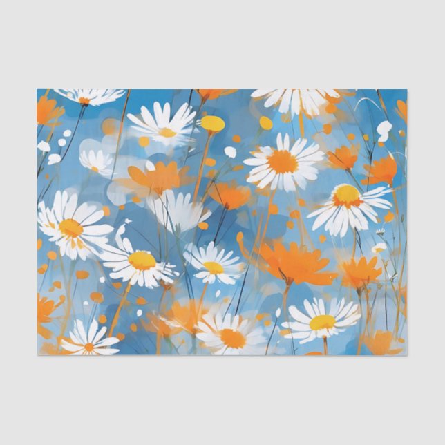 Wildflower Movement in Soft Blue Wash Tissue Paper (Front)