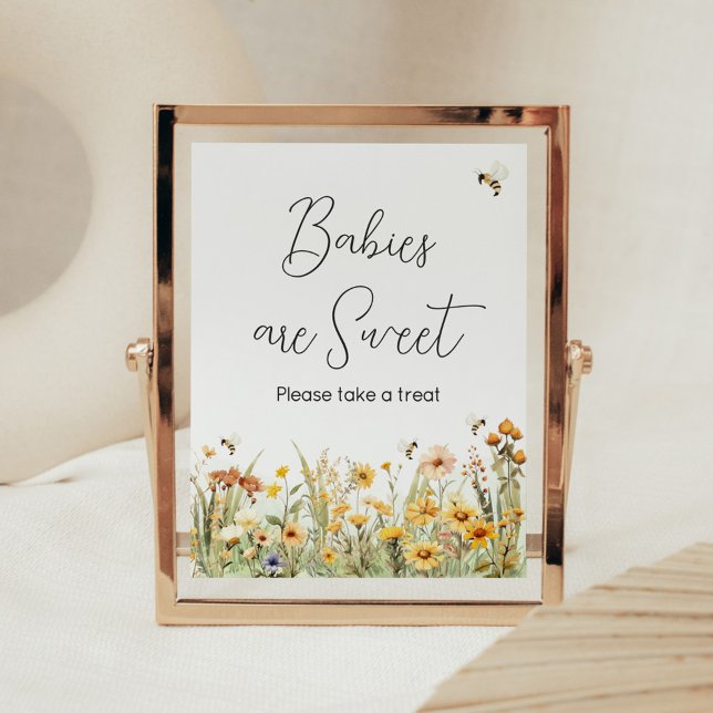 Wildflower Mummy to Bee Babies are Sweet Poster (Mommy to Bee Wildflower Baby Shower Babies are Sweet Sign)