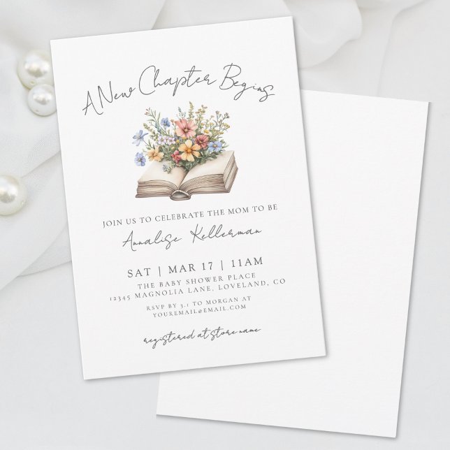 Wildflower New Chapter Book Baby Shower Invitation (Wildflower New Chapter Book Baby Shower Invitation)
