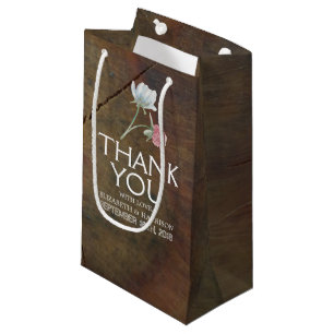 Wildflower Oak Wood Wedding Small Gift Bag