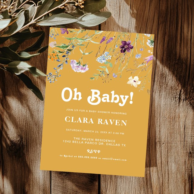 Wildflower Oh Baby Floral Baby Shower Invitation  (Creator Uploaded)