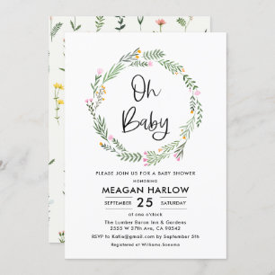 Wildflower Oh Baby Girl Baby Shower Invitation