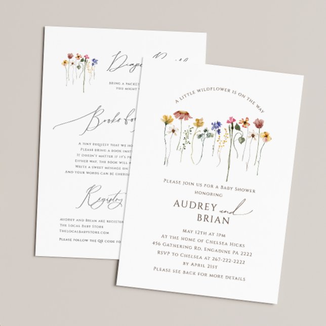 Wildflower On The Way | All in One Baby Shower Invitation (Creator Uploaded)