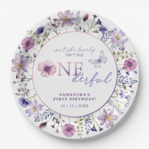 Wildflower ONEderful 1st Birthday Plates – Purple