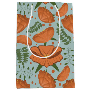 Wildflower Orange Poppy Baby Shower Medium Gift Bag