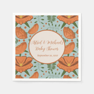 Wildflower Orange Poppy Baby Shower Spring Garden  Napkin