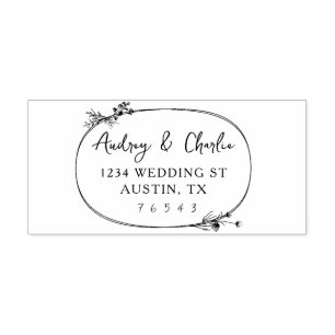 Wildflower Oval Wreath Address Self-inking Stamp