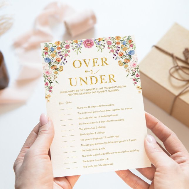 Wildflower Over or Under Bridal Shower Game Card (Creator Uploaded)