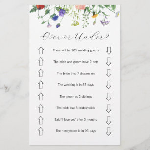 Wildflower Over or Under Bridal Shower Game Flyer