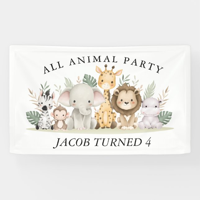 Wildflower Party Animal Safari Birthday Banner (Horizontal)
