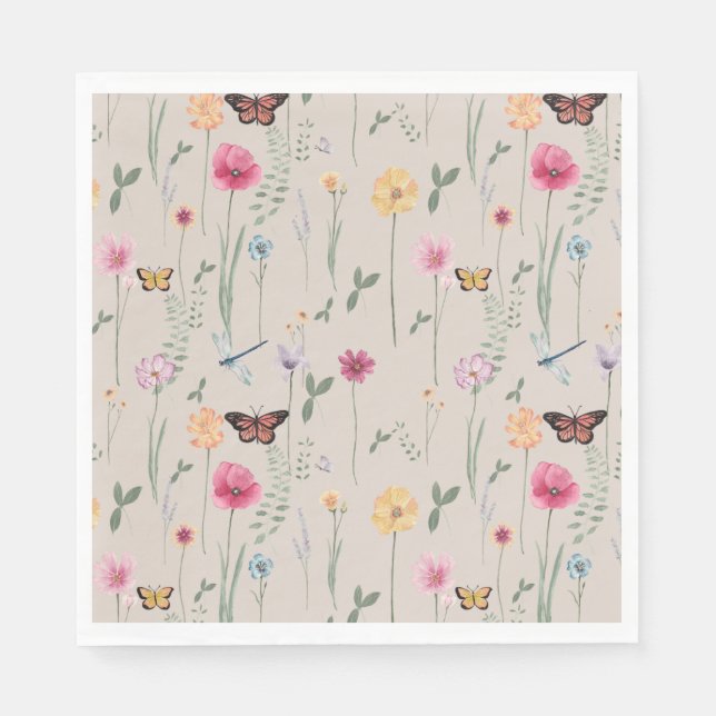 Wildflower Party Paper Napkins (Front)