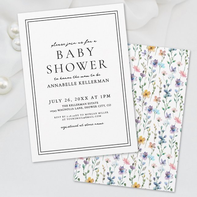 Wildflower Pastel Botanical Floral Baby Shower Invitation (Wildflower Pastel Botanical Floral Baby Shower Invitation)