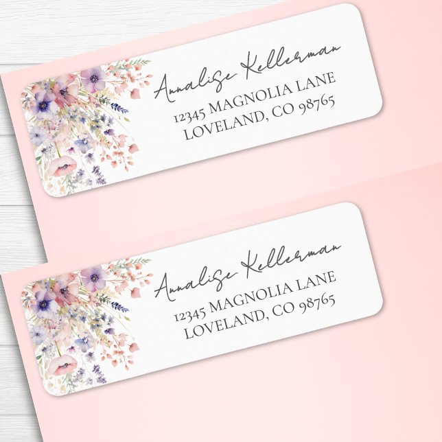 Wildflower Pastel Floral Return Address (Wildflower Pastel Floral Return Address label)