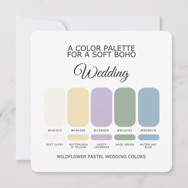 Wildflower Pastel Wedding Color Palette Card (Front)