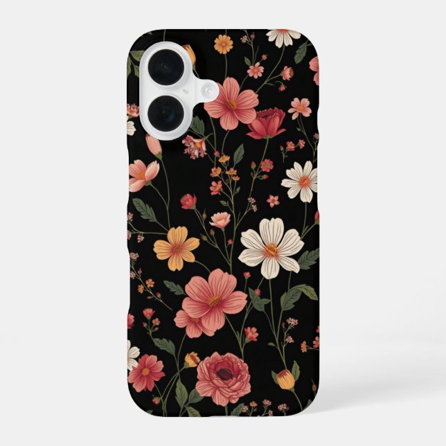 wildflower pattern iPhone 16 case (Back)