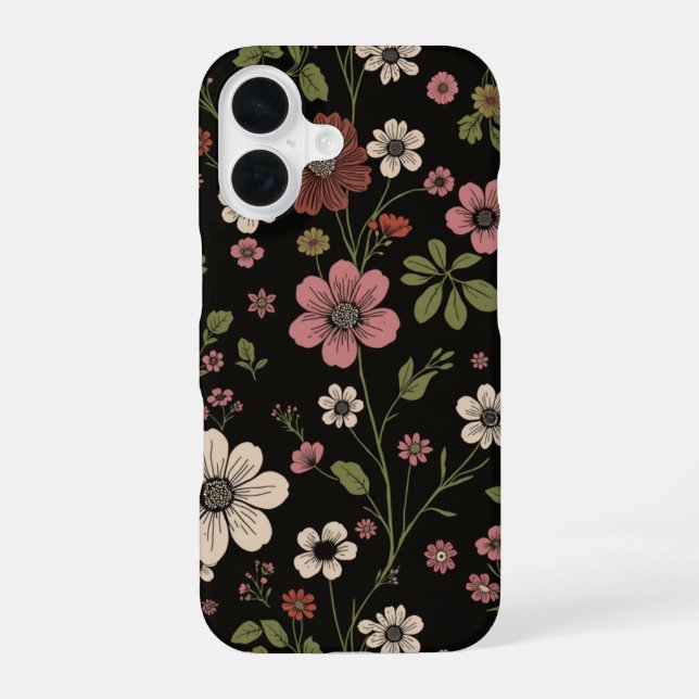 wildflower pattern iPhone 16 case (Back)