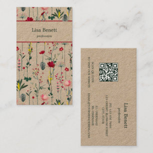 Wildflower Pattern Kraft Business Card