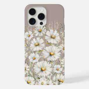 Wildflower Pattern on Beige iPhone 15 Pro Max Case