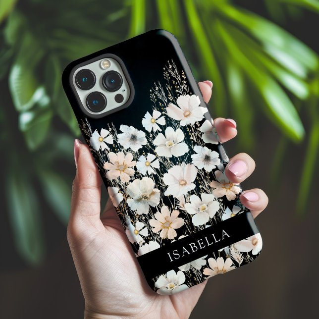 Wildflower Pattern on Black Personalised Case-Mate iPhone Case (Creator Uploaded)