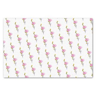 Wildflower Pattern Pink and Yellow Simple Floral Tissue Paper