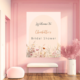 Wildflower peach arch bridal shower welcome poster
