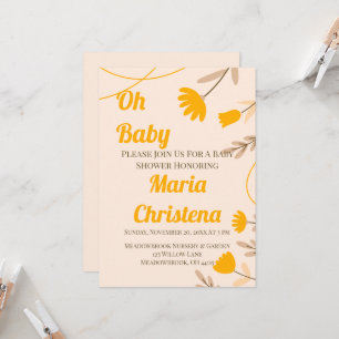 Wildflower Peach Baby Shower Invitation