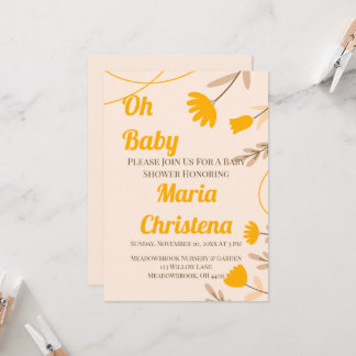 Wildflower Peach Baby Shower Invitation