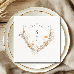 Wildflower Peach Floral Wedding Napkin