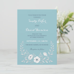 wildflower periwinkle blue elegant boho wedding  invitation
