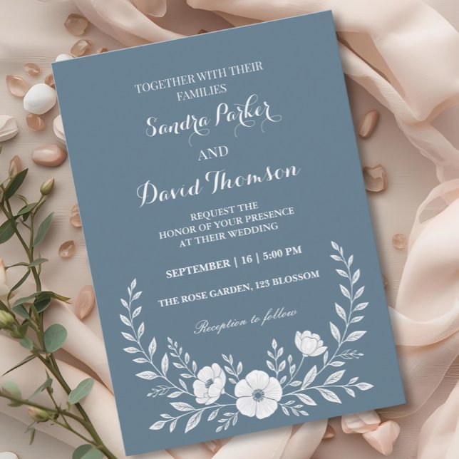 wildflower periwinkle blue elegant boho wedding  invitation (Creator Uploaded)