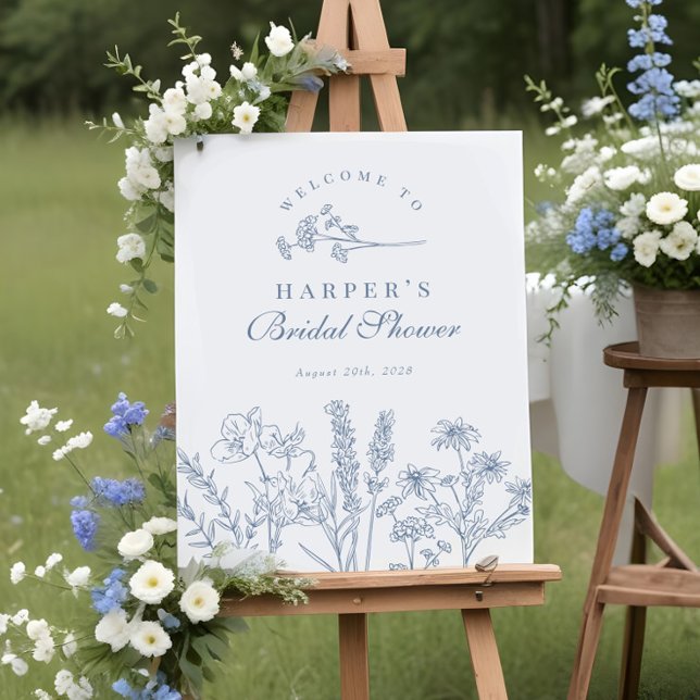 Wildflower Periwinkle Bridal Shower Welcome Sign (Creator Uploaded)