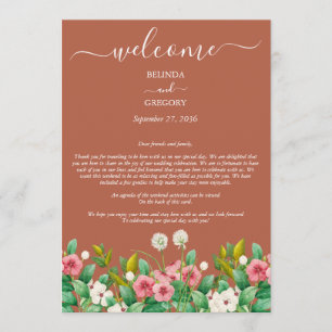 Wildflower Periwinkle Orange Wedding Itinerary Programme