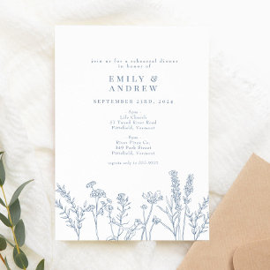 Wildflower Periwinkle Rehearsal Dinner Invitation