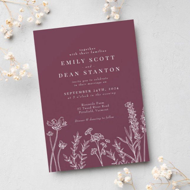 Wildflower Periwinkle Wedding Invitation (Creator Uploaded)