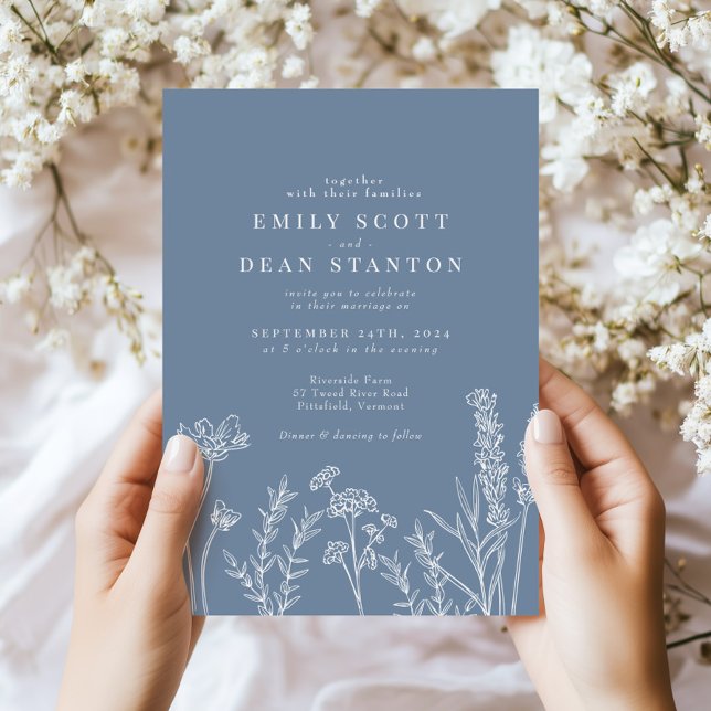 Wildflower Periwinkle Wedding Invitation (Creator Uploaded)