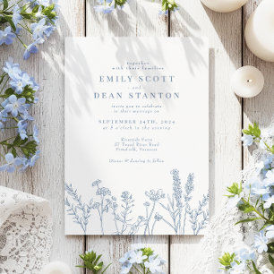 Wildflower Periwinkle Wedding Invitation