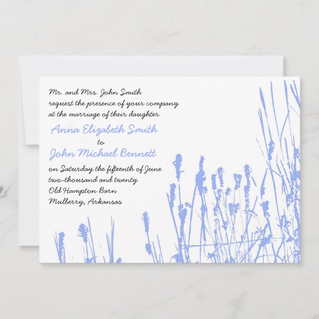 Wildflower - Periwinkle Wedding Invitation (Front)