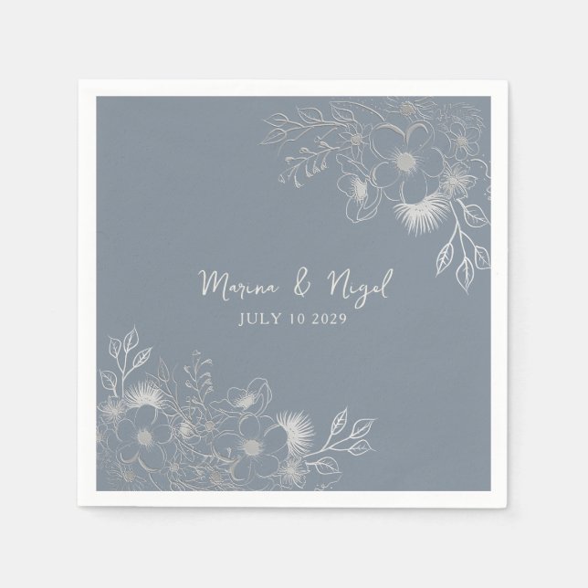 Wildflower Periwinkle Wedding Napkin (Front)