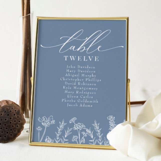 Wildflower Periwinkle Wedding Seating Chart Invitation (Creator Uploaded)