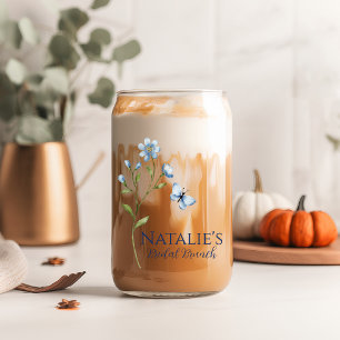 Wildflower Personalised Bridal Shower Iced Coffee Can Glass